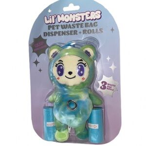 Green Tie-Dye Plush Pet Waste Bag Dispenser with Rolls